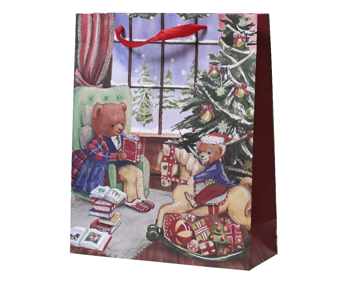 Busta regalo natalizia con lato glitterato Lun.10cm Lar.26cm Alt.32cm Kaemingk Busta regalo natalizia con lato glitterato Lun.10cm Lar.26cm Alt.32cm Kaemingk